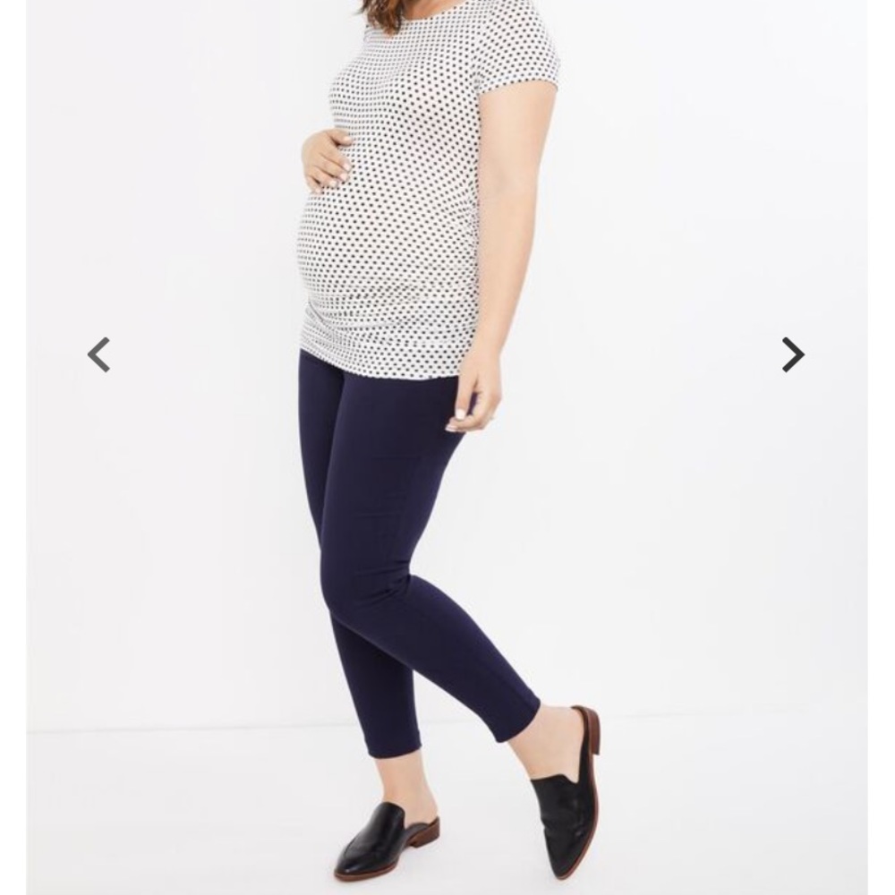 Secret Fit Belly Skinny Ankle Maternity Pants-Navy
